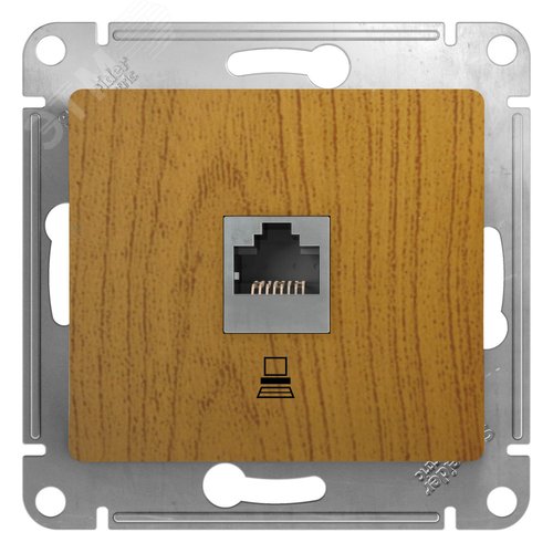 Изображение товара GLOSSA Розетка компьютерная RJ45 категория 5е в рамку дуб (шт)