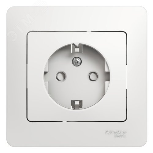 Изображение товара GLOSSA Розетка с заземлением со шторками в сборе белая (шт)