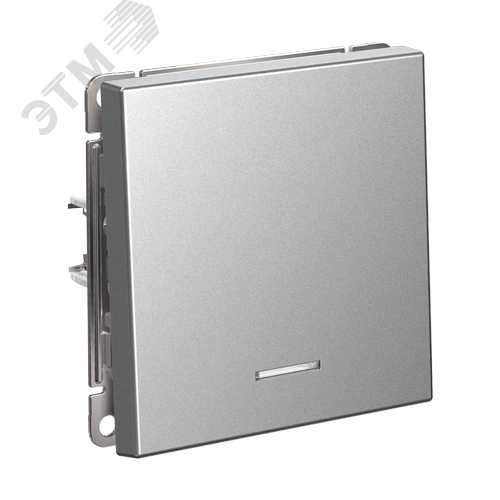 ARTGALLERY 1-клавишный ВЫКЛЮЧАТЕЛЬ КНОПОЧНЫЙ с подсв., 10А, механизм, АЛЮМИНИЙ - фото 2