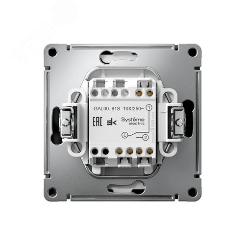 ARTGALLERY 1-клавишный ПЕРЕКЛЮЧАТЕЛЬ, 10АХ, механизм, быстрозажимные клеммы, КАРБОН - фото 2