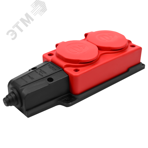 MultiSet Колодка 2х розетка 2К+З каучуковая 16А/250В IP44 Красная - фото 3