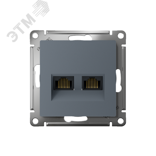 Розетка ATLASDESIGN двойная компьютерная RJ45+RJ45 категория 5E механизм грифель - фото 2