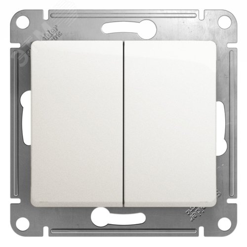 GLOSSA Переключатель двухклавишный сх.6 перламутр в рамку - фото 1