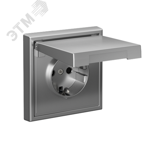 ARTGALLERY РОЗЕТКА с заземл. со шторк. с крышк., 16А, IP20,  механизм, быстрозажимные клеммы, сталь - фото 4