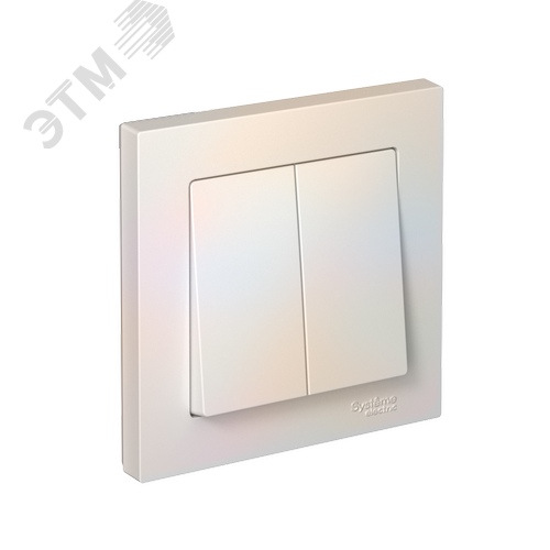 Выключатель двухклавишный ATLASDESIGN схема 5 10АХ в сборе жемчуг - фото 1