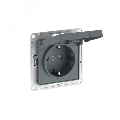 ATLASDESIGN РОЗЕТКА с заземл. со шторк. с крышкой,16А,IP20,мех., быстрозажимные клеммы, ГРИФЕЛЬ - фото 4