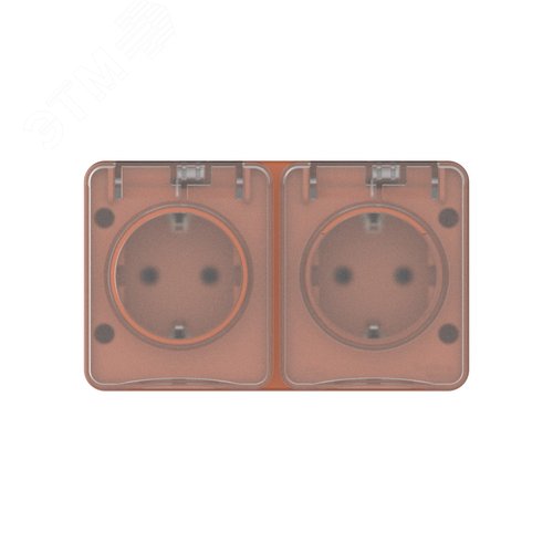 AtlasDesign PROFI IP54 О/У РОЗЕТКА двойная с з/к со шторками 16А, ТЕРРАКОТОВЫЙ - фото 2