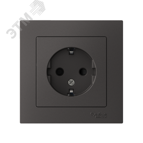 ATLASDESIGN РОЗЕТКА с заземлением со шторками, 16А, в сборе, БАЗАЛЬТ - фото 2