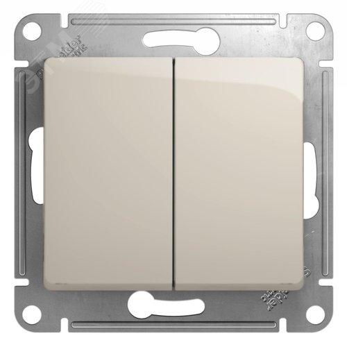 Изображение товара GLOSSA переключатель 2-клавишный сх.6 молочный (шт)