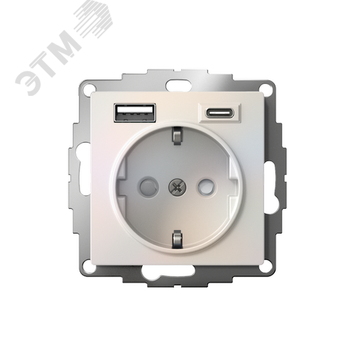 ATLASDESIGN РОЗЕТКА 16А c 2 USB A+C, 5В/2,4А/3,0А, 2х5В/1,5А, механизм, ЖЕМЧУГ - фото 2