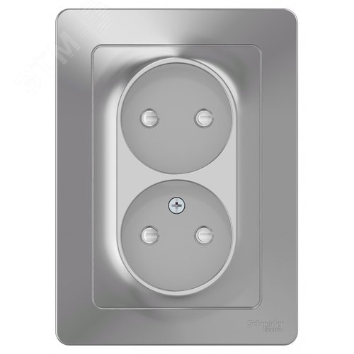 BLANCA скрытой установки розетка двойная без заземления со шторками, 16А, 250В, алюминий - фото 3