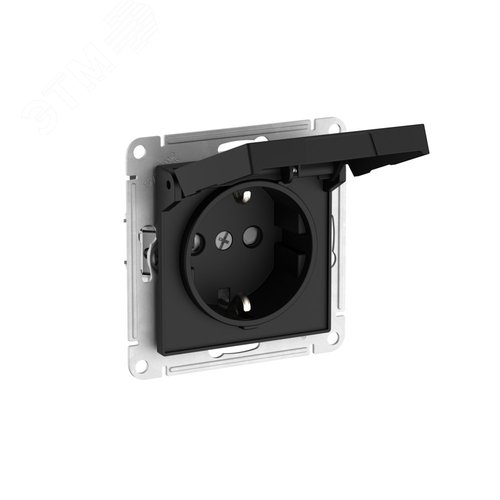 ATLASDESIGN РОЗЕТКА с заземл. со шторк. с крышкой, 16А, IP20,мех., быстрозажимные клеммы, КАРБОН - фото 4