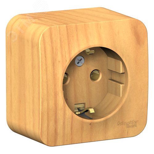 BLANCA Розетка наружная с заземлением без шторок с изолирующей пластиной, 16А, 250В, ясень - фото 3