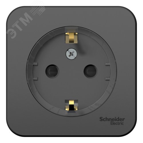 Розетка наружная BLANCA с заземлением со шторками (тонкая) изоляционная пластина 16А 250В антрацит - фото 1