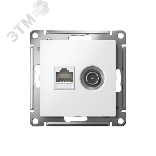 Розетка ATLASDESIGN двойная ТВ + компьютерная RJ45 категория  5Е белый - фото 2