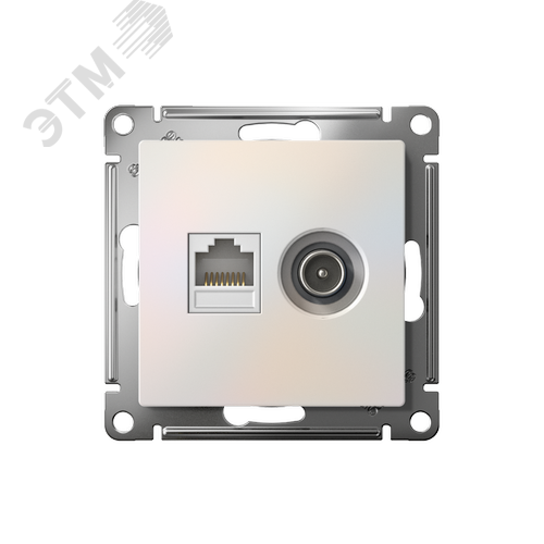 Розетка ATLASDESIGN двойная компьютерная+ТВ RJ45+TV категория 5E механизм жемчуг - фото 2