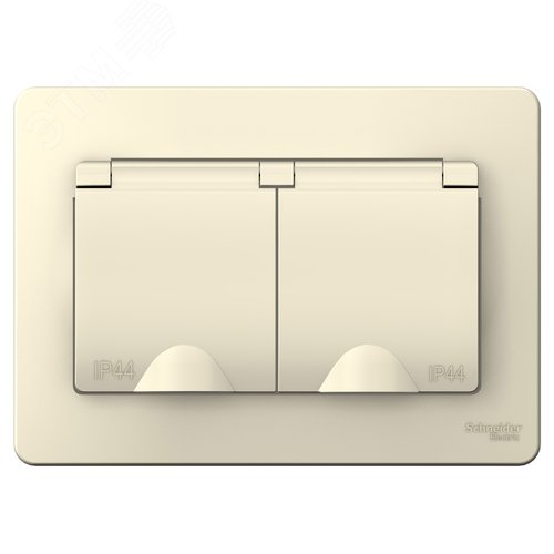 BLANCA скрытой установки IP 44 розетка двойная с заземлением, со шторками, 16А, 250В, молочный - фото 4