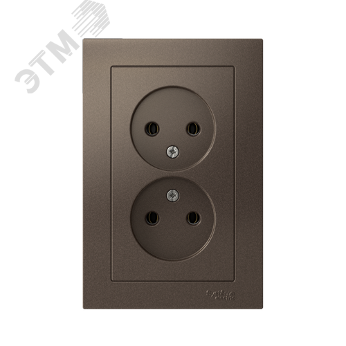 Розетка ATLASDESIGN двойная без заземления 16А в сборе мокко - фото 2