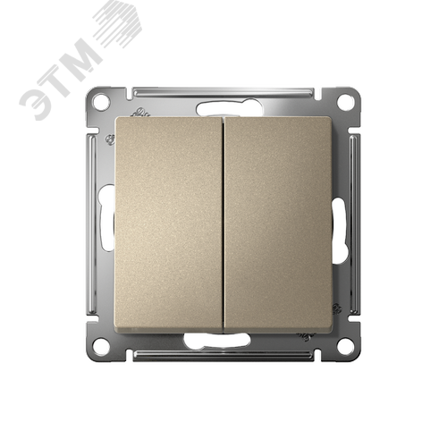 Выключатель двухклавишный ATLASDESIGN схема 5 10АХ механизм шампань - фото 2