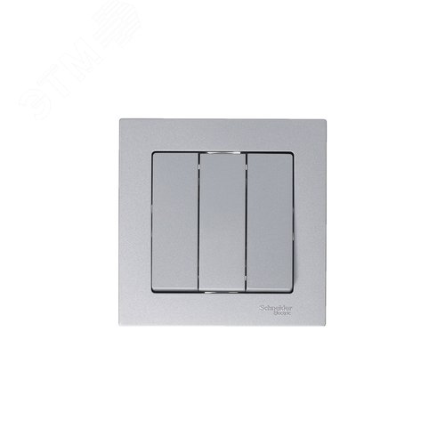 Выключатель трехклавишный ATLASDESIGN схема 1+1+1 10АХ механизм алюминий - фото 6