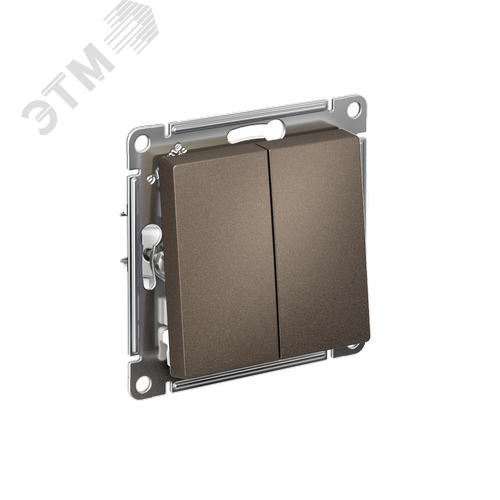 Изображение товара Переключатель двухклавишный ATLASDESIGN схема 6 10АХ механизм мокко (шт)