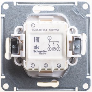 W59 Выключатель трехклавишный, 10АХ, механизм, слоновая кость - фото 2