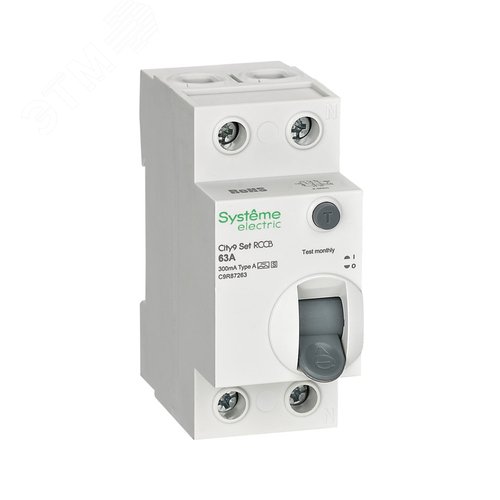 Выключатель дифференциального тока селективный (ВДТ/УЗО) 63А 2P 300мА A-S 230В City9 Set - фото 1