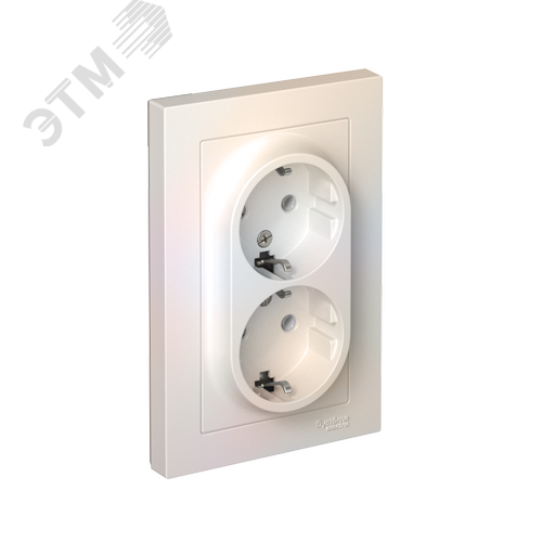 Розетка ATLASDESIGN двойная с заземлением 16А в сборе жемчуг - фото 1