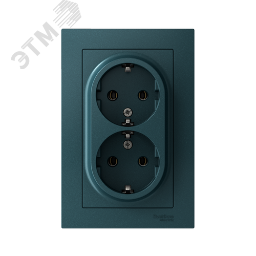 Розетка ATLASDESIGN двойная с заземлением 16А в сборе изумруд - фото 2