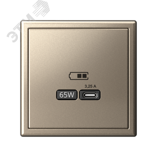 ARTGALLERY USB розетка тип-С 65Вт высокоскор.заряд. QC, PD, механизм, шампань - фото 5