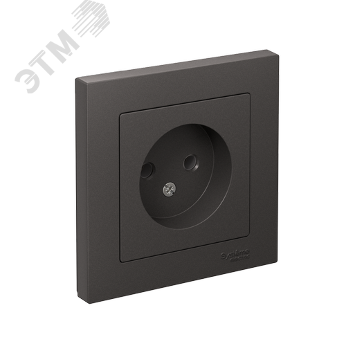ATLASDESIGN РОЗЕТКА без заземления, 16А, в сборе, БАЗАЛЬТ - фото 1