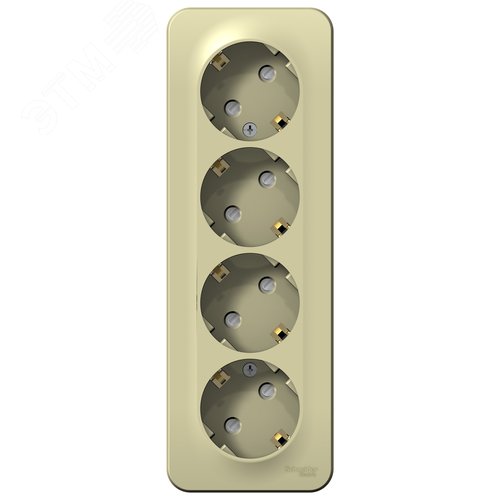 Розетка открытой установки BLANCA четырехпостовая с заземлением со шторками, с изолирующей пластиной, 16А, 250В, бежевый - фото 6