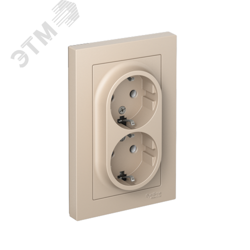 Изображение товара ATLASDESIGN РОЗЕТКА двойная с заземлением, 16А, в сборе, ПЕСОЧНЫЙ (шт)