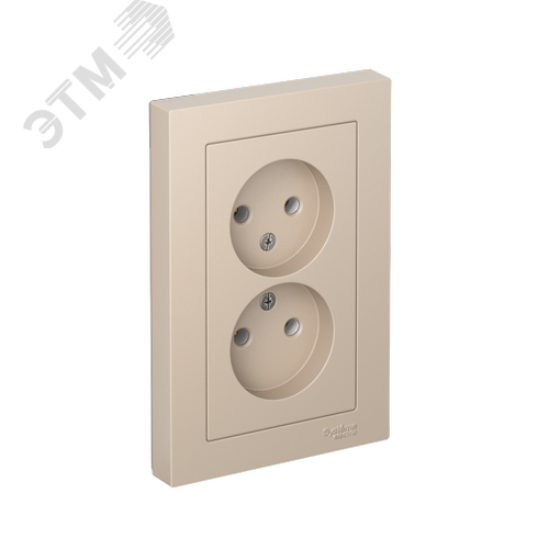 ATLASDESIGN РОЗЕТКА двойная без заземления,16А, в сборе, ПЕСОЧНЫЙ - фото 1