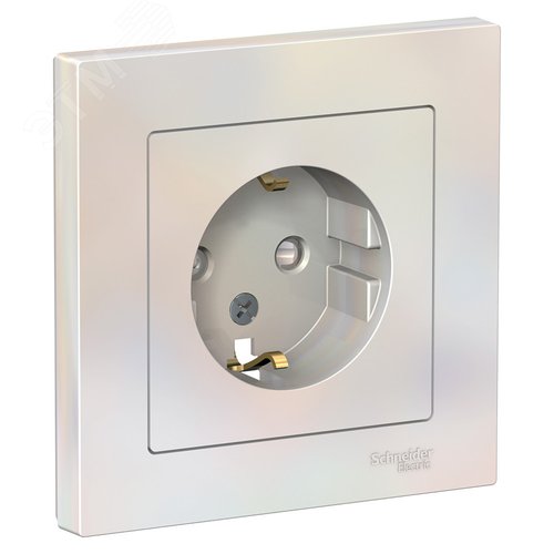 Изображение товара Розетка ATLASDESIGN с заземлением со шторками 16А в сборе жемчуг (шт)