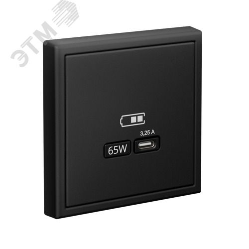 ARTGALLERY USB розетка тип-С 65Вт высокоскор.заряд. QC, PD, механизм, карбон - фото 4