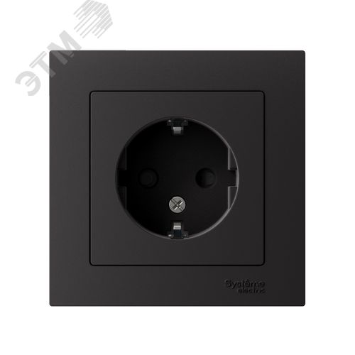 Розетка ATLASDESIGN с заземлением со шторками 16А в сборе карбон - фото 2