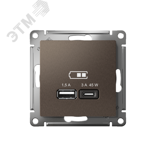 ATLASDESIGN USB РОЗЕТКА A + тип-C 45W высокоскор.заряд. QC, PD, механизм, МОККО - фото 2