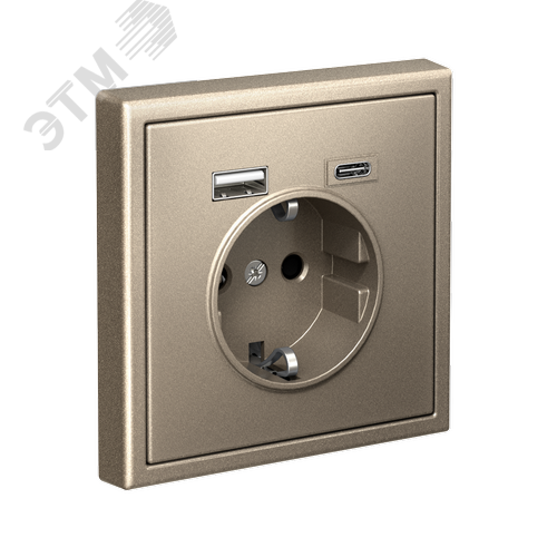 ARTGALLERY розетка 16А с 2 USB A+C, 5В/2,4А/3,0А, 2х5В/1,5А, механизм, шампань - фото 4