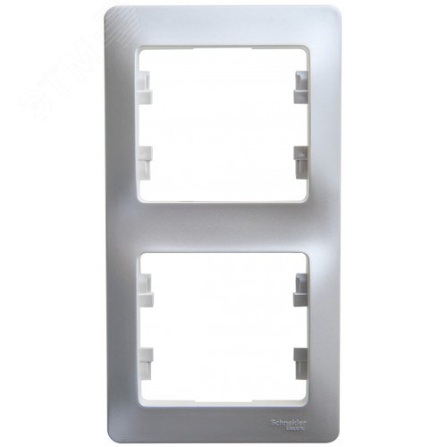 GLOSSA Рамка 2 поста вертикальная перламутр - фото 4