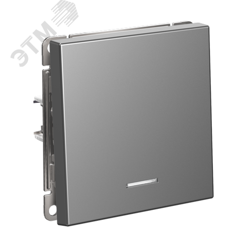 ARTGALLERY 1-клавишный ВЫКЛЮЧАТЕЛЬ КНОПОЧНЫЙ с подсв., 10А, механизм, СТАЛЬ - фото 2