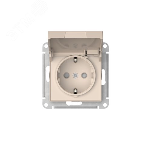 ATLASDESIGN РОЗЕТКА с заземлением со штораками с крышкой, 16А,IP20,мех., быстрозажимные клеммы, БЕЖЕВЫЙ - фото 5