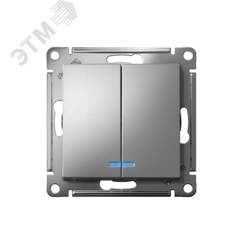 Выключатель двухклавишный ATLASDESIGN с подсветкой схема 5а 10АХ механизм сталь - фото 2