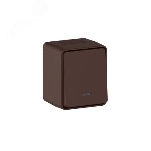 AtlasDesign PROFI IP54 О/У 1-клавишный ВЫКЛЮЧАТЕЛЬ с подсветкой 10 АХ, КОРИЧНЕВЫЙ - фото 1