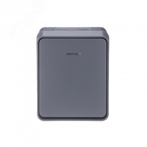 AtlasDesign Profi54 выключатель одноклавишный с подсветкой IP54 10 АХ, АНТРАЦИТ, Россия - фото 4