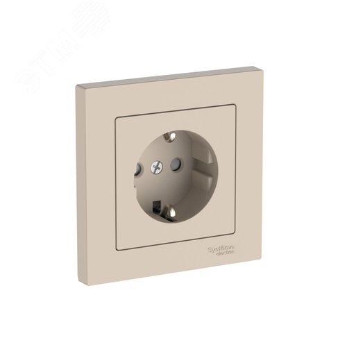 ATLASDESIGN РОЗЕТКА с заземлением со шторками, 16А, в сборе, быстрозажимные клеммы, ПЕСОЧНЫЙ - фото 1