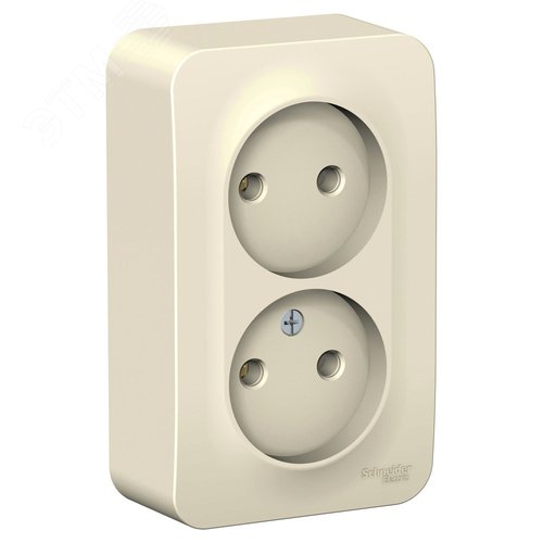 BLANCA  розетка наружная  двойная без зазем. без штор. изол.пл., 16А, 250В, молоч., рос - фото 1