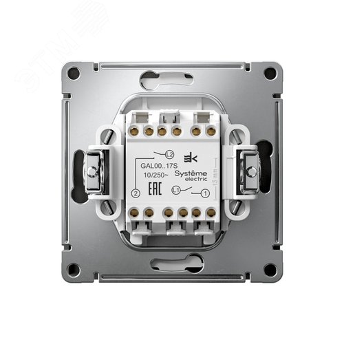 ARTGALLERY 2-клавишный ВЫКЛЮЧАТЕЛЬ КНОПОЧНЫЙ, 10АХ, механизм, быстрозажимные клеммы, БАЗАЛЬТ - фото 2