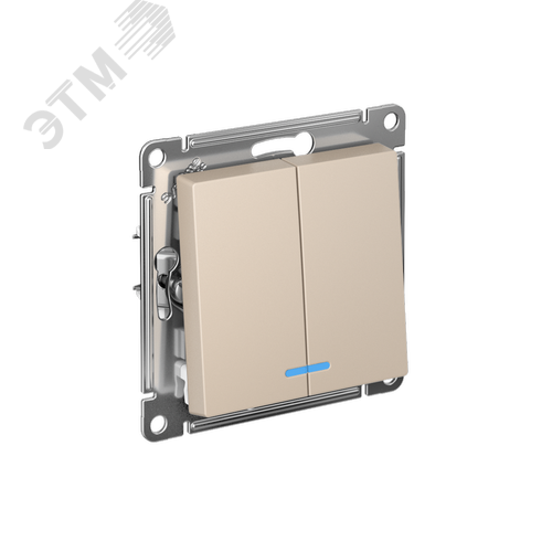 ATLASDESIGN выключатель двухклавишный с подсветкой, сх.5а, 10АХ, мех., ПЕСОЧНЫЙ - фото 1