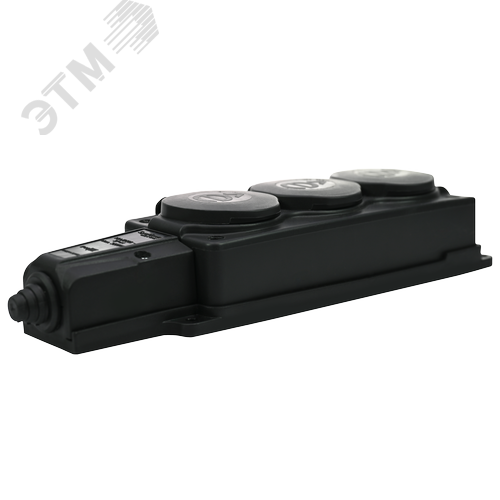Колодка 3х розетка тройная 2К+З каучуковая        16А/250В IP44 Чёрная MultiSet - фото 3